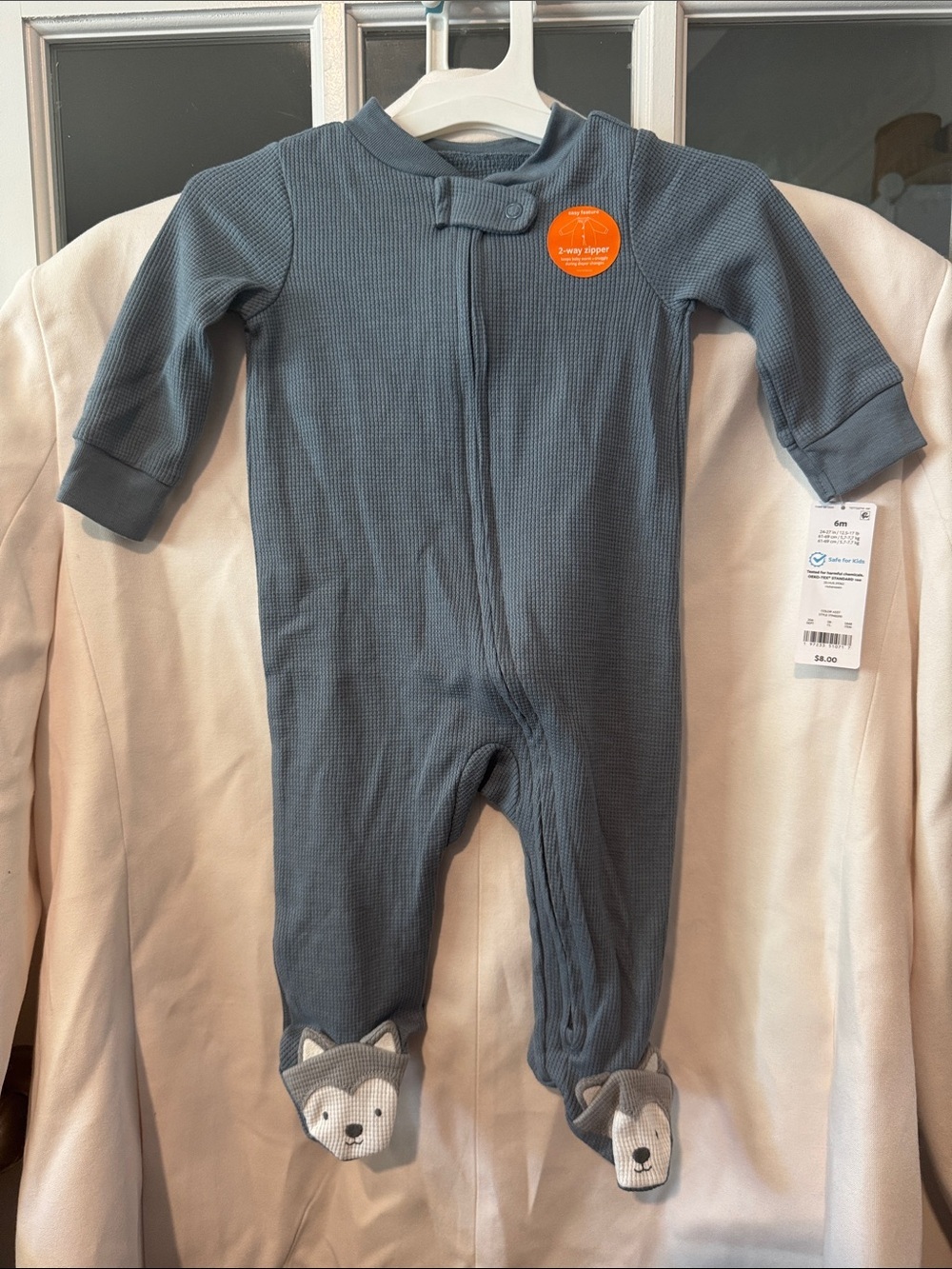 Bundle: 2PCS of Carter's Slate Blue Waffle-Knit Footed Baby One-Piece